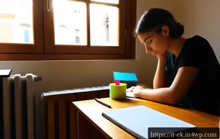 Home 13 아이디어 생성의 장애물 극복하기 - Photorealistic Italian creative professional at a sunlit home office in Milan, seated at a clean woo...